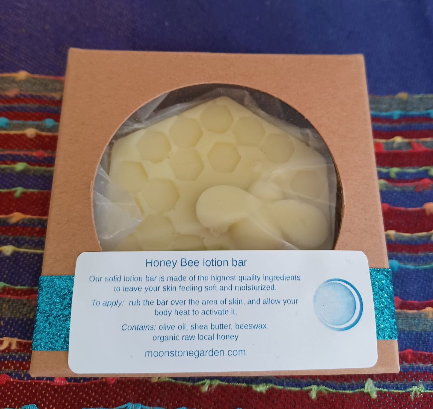 honey bee lotion bar, all natural, North Carolina beeswax, Moonstone Garden, Black woman owned apothecary