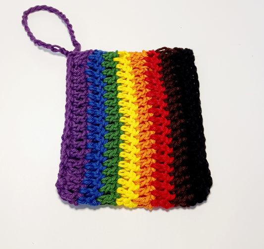 handcrafted washcloth, cotton washcloth, handmade, pride, rainbow, Moonstone Garden, North Carolina