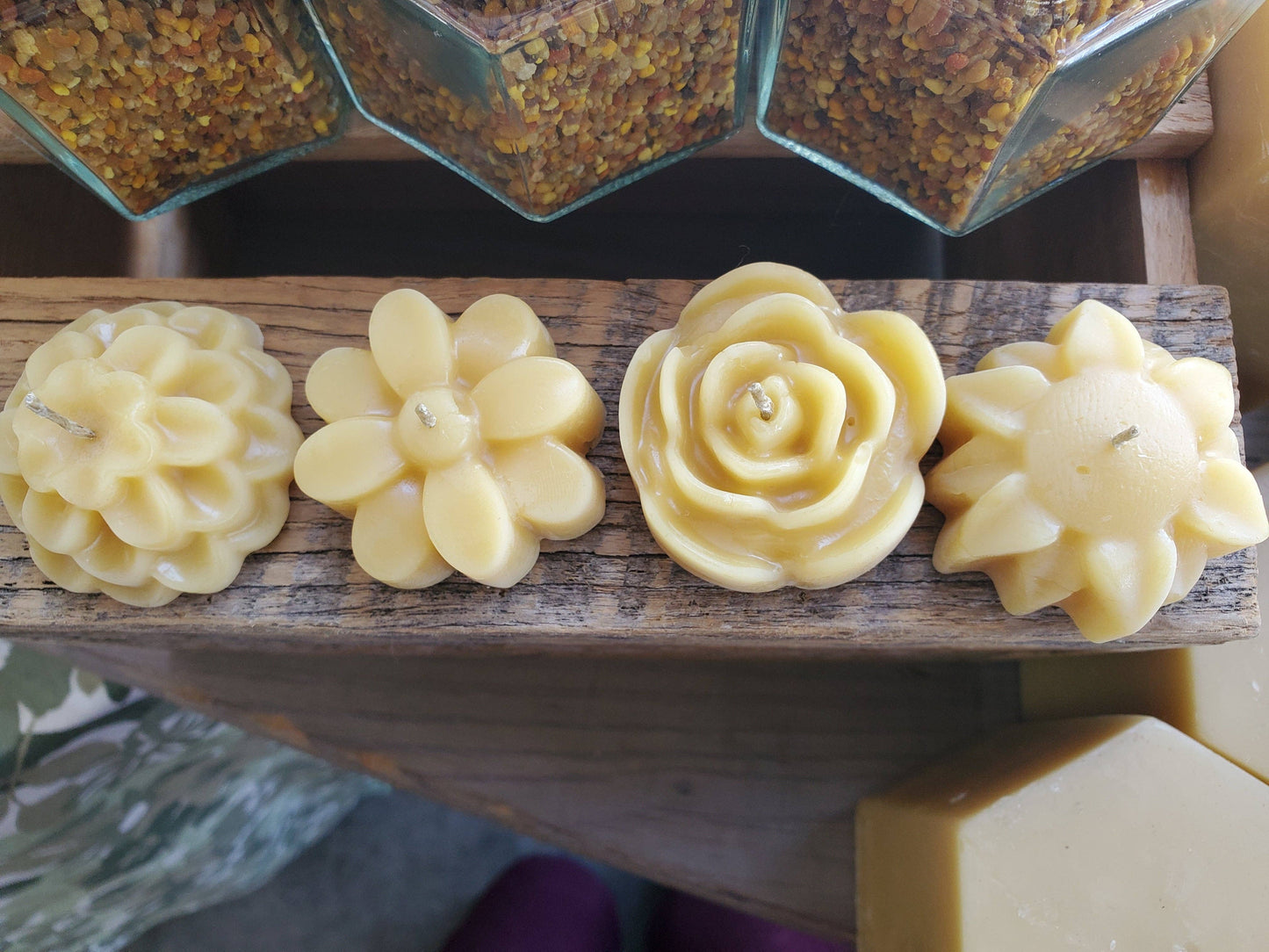 Set of 8 Flower Beeswax Candles