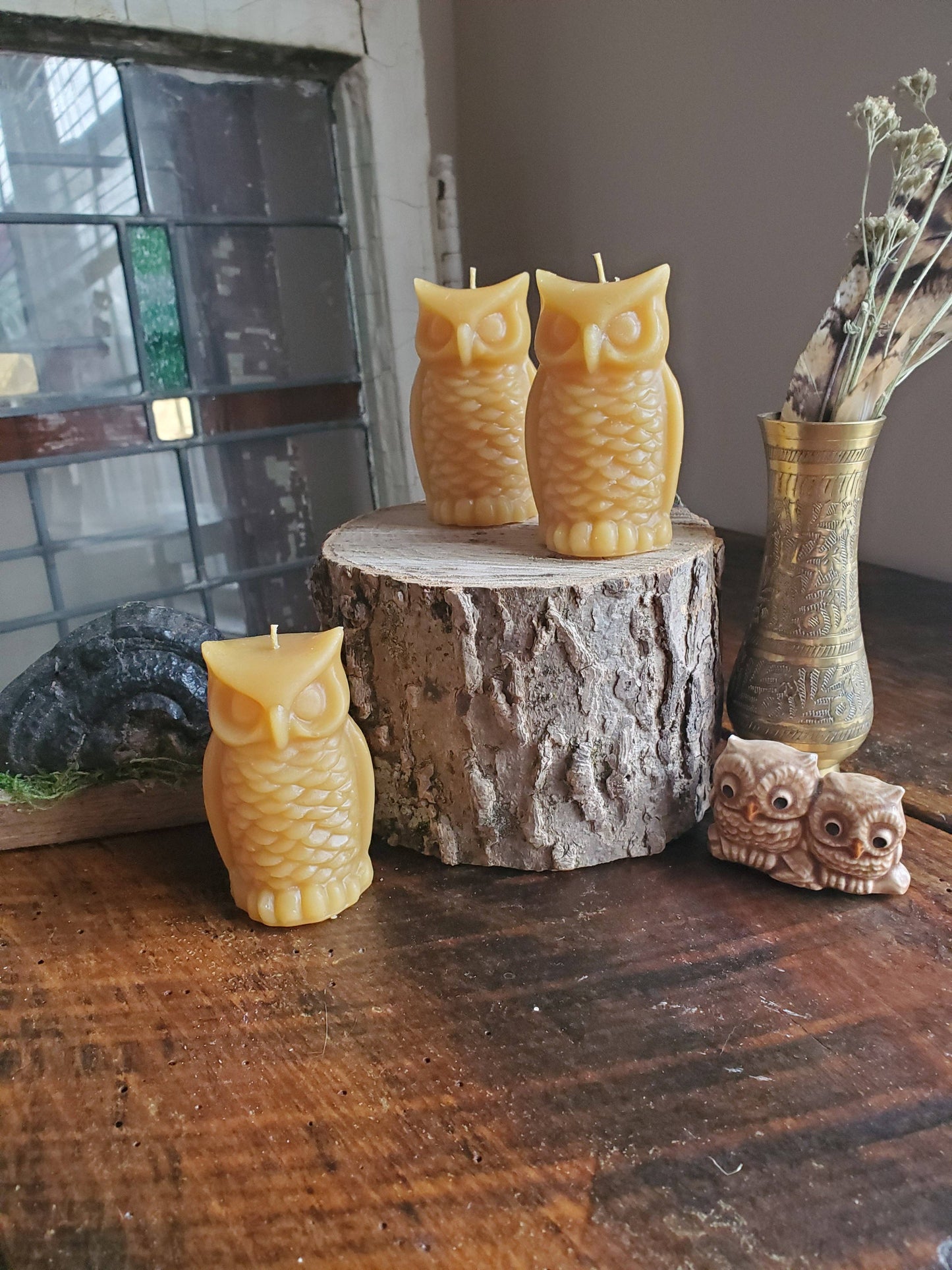 Owl Shaped Beeswax Candle