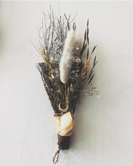 Cinnamon Besom Broom with Citrine Crystal