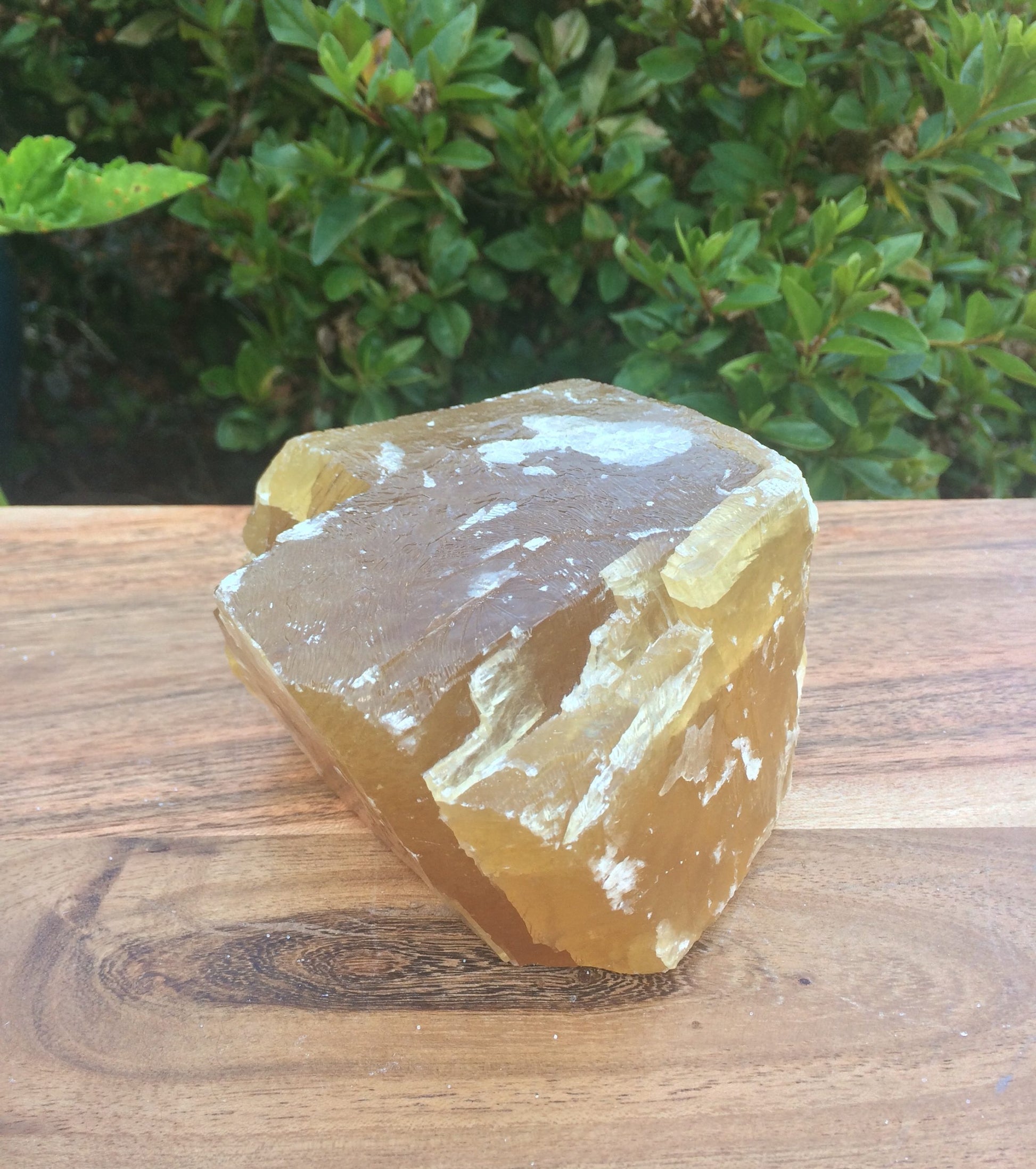 honey calcite crystal, xlarge crystal, moonstone garden